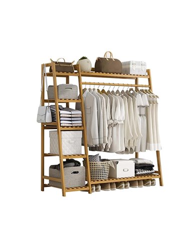 Κρεμάστρα ράγα οργάνωσης ρούχων Nextdeco ξύλινη μπαμπού Υ140x40x130εκ.