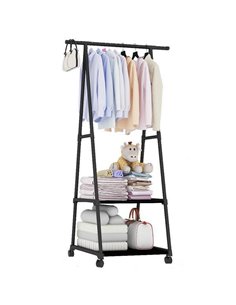 Κρεμάστρα ράγα οργάνωσης ρούχων Nextdeco μαύρη Υ160x55x42εκ.