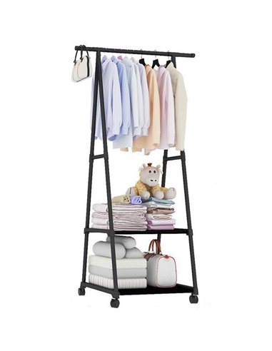 Κρεμάστρα ράγα οργάνωσης ρούχων Nextdeco μαύρη Υ160x55x42εκ.