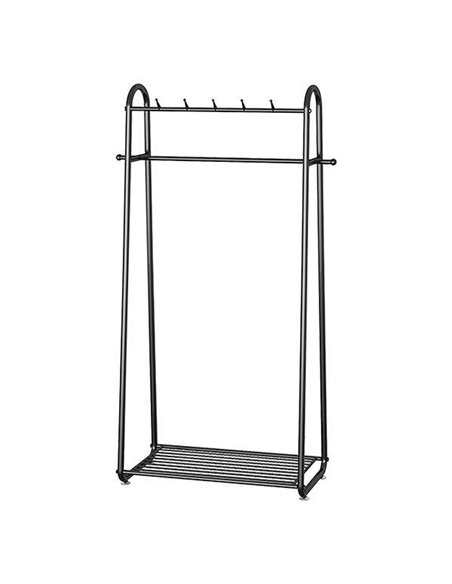 Κρεμάστρα με ράγα μεταλλική μαύρη Υ174x80x35εκ.