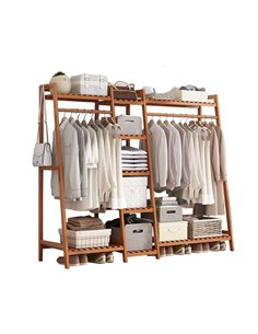 Κρεμάστρα ράγα οργάνωσης ρούχων Nextdeco ξύλινη μπαμπού Υ140x160x40εκ.