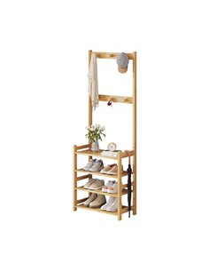 Κρεμάστρα ράγα οργάνωσης ρούχων - παπουτσοθήκη μπαμπού Υ146x52x25εκ.