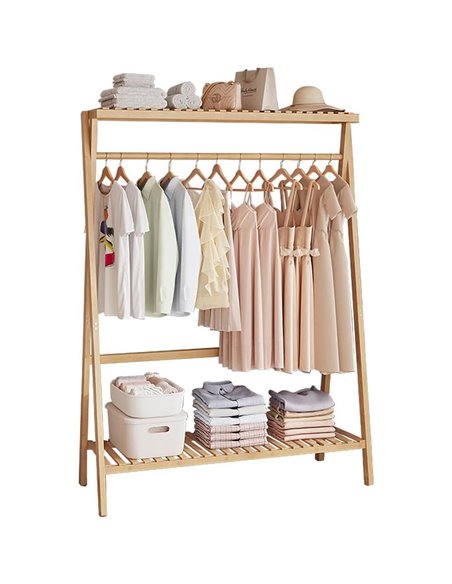 Κρεμάστρα ράγα οργάνωσης ρούχων Nextdeco ξύλινη Υ152x90x46εκ.