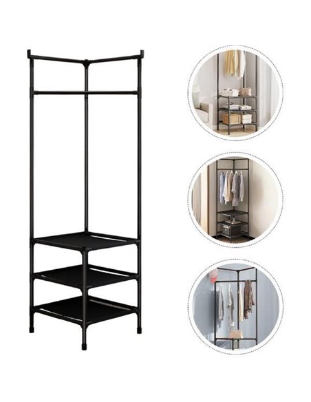 Κρεμάστρα ράγα οργάνωσης ρούχων Nextdeco μαύρη Υ180x45x45εκ