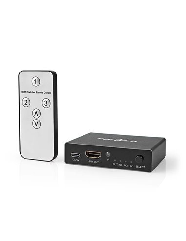 NEDIS VSWI3493AT HDMI SWITCH 3PORTS 3x HDMI INPUT - HDMI OUTPUT 8K@60Hz 45Gbps ANTHRACITE