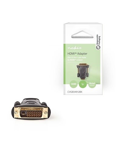 NEDIS CVGB34912BK HDMI ADAPTER DVI-D 24+1-Pin MALE - HDMI FEMALE BLACK