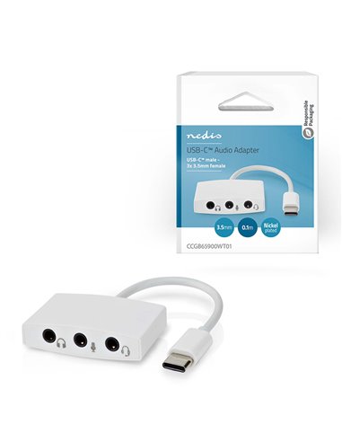 NEDIS CCGB65900WT01 USB 2.0 TYPE-C ADAPTER USB-C MALE - 3.5mm FEMALE 0.10m WHITE