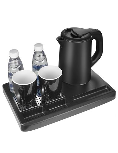 LIFE WELCOME ONYX HOTEL TRAY WITH 0.8L WATER KETTLE 1000-1360W AND 2 CERAMIC CUPS