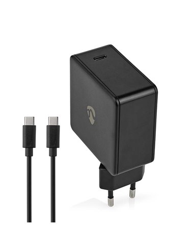 NEDIS WCPD65W100BK WALL CHARGER 3.0 / 3.25A NUMBER OF OUTPUT:1xUSB-C 2.00m MAX. OUTPUT POWER: 65W