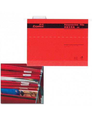 Comix κρεμαστοί φάκελοι κόκκινο Α4 Y24,3x31,9εκ.