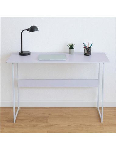 Γραφείο μίνιμαλ με λευκό σκελετό και λιλά επιφάνεια 120x45xΥ72εκ.