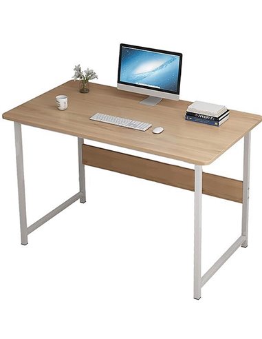 Γραφείο με λευκό μεταλλικό σκελετό και ξύλινη επιφάνεια 100x45xΥ73εκ.