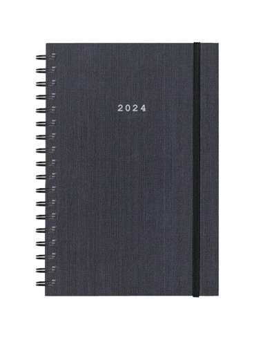 Next ημερολόγιο 2024 fabric plus ημερήσιο σπιράλ γκρι 17x25εκ.