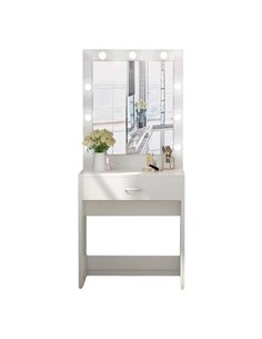 Επιπλο make up Nextdeco με καθρέφτη συρτάρι και LED φωτισμό Υ150x60x40εκ.