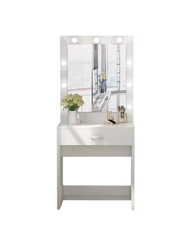 Επιπλο make up Nextdeco με καθρέφτη συρτάρι και LED φωτισμό Υ150x60x40εκ.