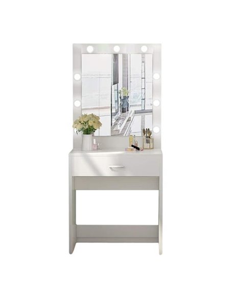 Επιπλο make up Nextdeco με καθρέφτη συρτάρι και LED φωτισμό Υ150x60x40εκ.