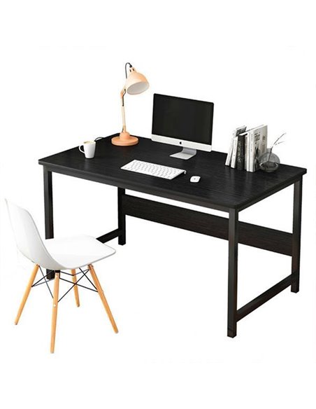 Γραφείο με μαύρο μεταλλικό σκελετό και μαύρη επιφάνεια μελαμινης 120x60xΥ72εκ.