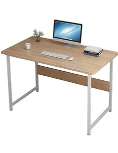 Γραφείο με λευκό μεταλλικό σκελετό και ξύλινη επιφάνεια 80x40xΥ73εκ.