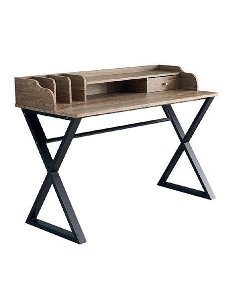 Γραφείο μεταλλικό Nextdeco καφέ με συρτάρια Υ91x120x60εκ.