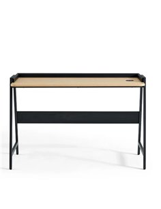 Γραφείο μεταλλικό σκελετό Nextdeco και ξύλινη επιφάνεια σε φυσικό χρώμα μαύρο Υ79x120x60εκ
