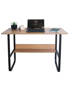 Γραφείο με μαύρο μεταλλικό σκελετό και ξύλινη επιφάνεια 100x45xΥ73εκ.