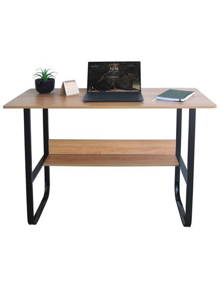 Γραφείο με μαύρο μεταλλικό σκελετό και ξύλινη επιφάνεια 100x45xΥ73εκ.