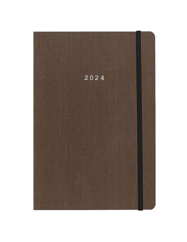 Next ημερολόγιο 2024 fabric ημερήσιο flexi καφέ με λάστιχο 17x25εκ.