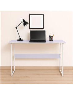 Γραφείο μίνιμαλ με λευκό σκελετό και λιλά επιφάνεια 100x45xΥ72εκ.