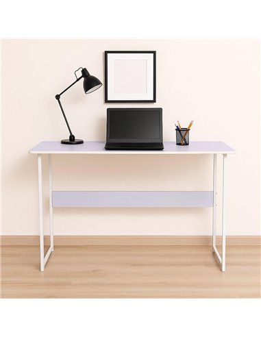 Γραφείο μίνιμαλ με λευκό σκελετό και λιλά επιφάνεια 100x45xΥ72εκ.