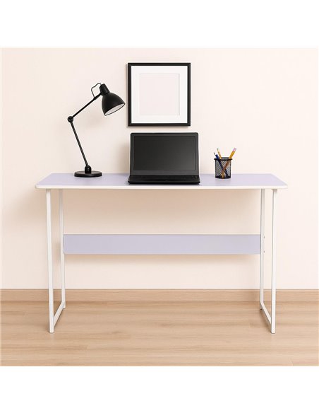 Γραφείο μίνιμαλ με λευκό σκελετό και λιλά επιφάνεια 100x45xΥ72εκ.