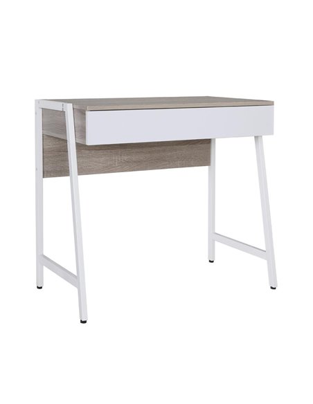 Γραφείο ξύλινο μεταλλική βάση Nextdeco λευκό Υ76x84x48εκ.