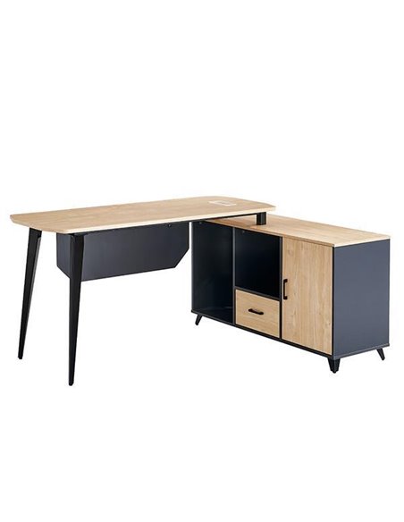 Γραφείο γωνία Nextdeco σε μαύρη και οακ απόχρωση Y75x120x60-Y64,5x120x40