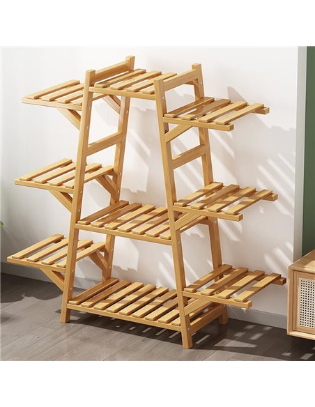 Ανθοστήλη ξύλινη μπαμπού Nextdeco με 9 επίπεδα Υ95x87x23εκ.