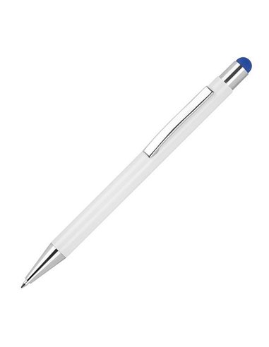 Στυλό - touch pen αλουμινίου άσπρο με μπλε λεπτομέρεια Υ14,8xØ1εκ.