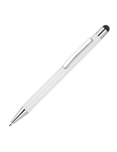 Στυλό - touch pen αλουμινίου άσπρο με μαύρη λεπτομέρεια Υ14,8xØ1εκ.