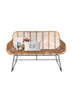 Καναπές-παγκάκι Nextdeco Kalani φυσικό rattan Υ77x112x63εκ.