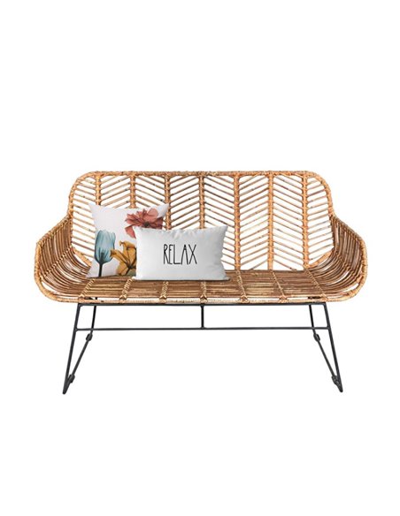 Καναπές-παγκάκι Nextdeco Kalani φυσικό rattan Υ77x112x63εκ.