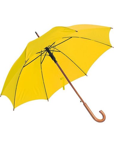 Ομπρέλα αυτόματη κίτρινη ξύλινη λαβή Ø105εκ.