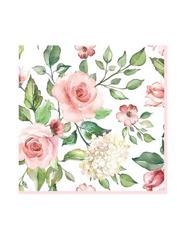 Χαρτοπετσέτες 20τεμ. 33x33εκ. "Watercolour Roses with Hydrangea" (SD_OG_052201)
