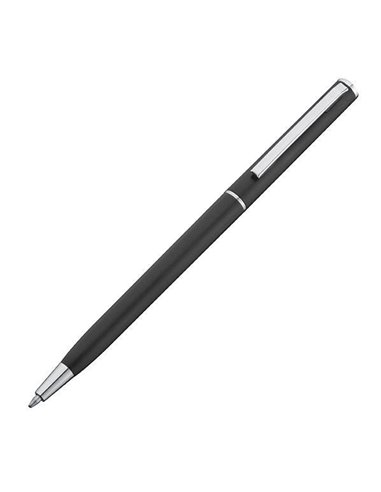 Στυλό πλαστικό slim line μαύρο με ασημένιες λεπτομέρειες Υ13,6xØ0,8εκ.