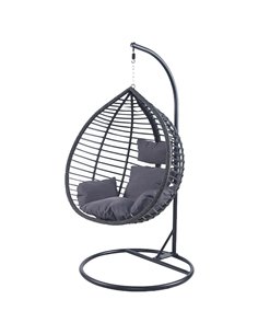 Κρεμαστή Κούνια Nextdeco Nadin rattan με γκρι μαξιλάρια Υ110x118x68εκ.