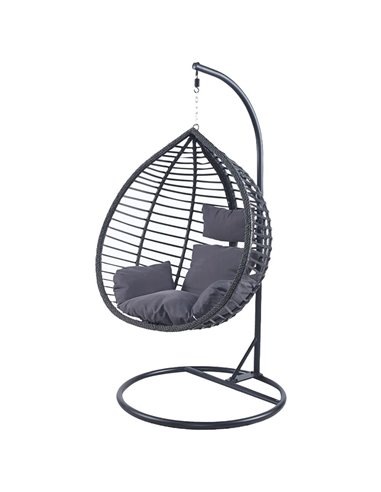 Κρεμαστή Κούνια Nextdeco Nadin rattan με γκρι μαξιλάρια Υ110x118x68εκ.