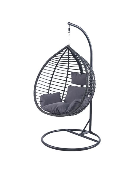 Κρεμαστή Κούνια Nextdeco Nadin rattan με γκρι μαξιλάρια Υ110x118x68εκ.