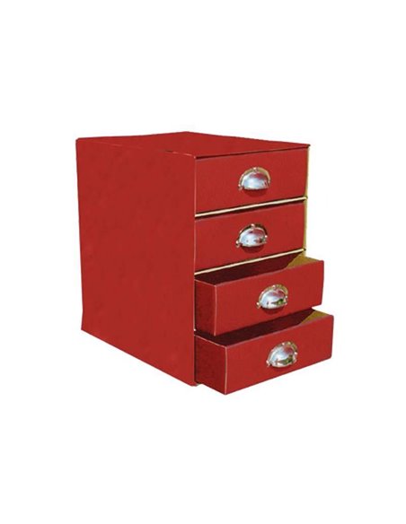 Next συρταριέρα 4συρτ. ολόκληρη classic κόκκινη - μεταλ. λαβές Α4 Υ36x24x33εκ.