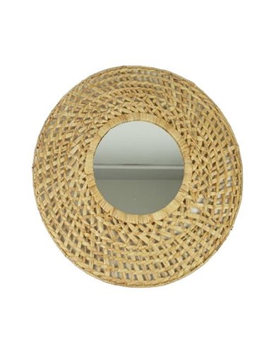 Καθρέφτης στρόγγυλος BOHO Ø50εκ. με μεταλλικό πλαίσιο, από rattan επενδεδυμένος με φυσικές θαλάσσιες ίνες.