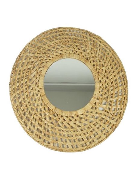 Καθρέφτης στρογγυλός BOHO  Ø90εκ. με μεταλλικό πλαίσιο, από rattan επενδεδυμένος με φυσικές θαλάσσιες ίνες.