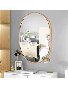 Καθρέφτης επιτοίχιος οβάλ Nextdeco χρυσό  μεταλλικό πλαίσιο 60x80εκ.