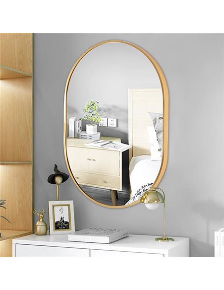 Καθρέφτης επιτοίχιος οβάλ Nextdeco χρυσό  μεταλλικό πλαίσιο 60x80εκ.