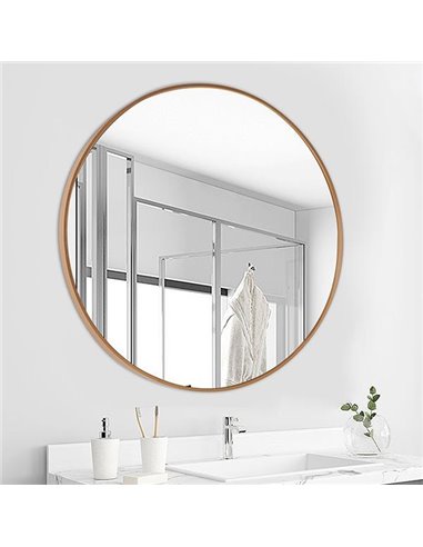 Καθρέφτης επιτοίχιος στρογγυλός Nextdeco χρυσό μεταλλικό πλαίσιο Ø80εκ.