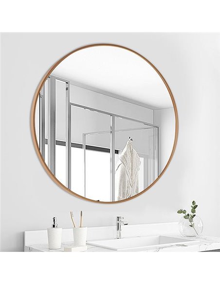 Καθρέφτης επιτοίχιος στρογγυλός Nextdeco χρυσό μεταλλικό πλαίσιο Ø80εκ.